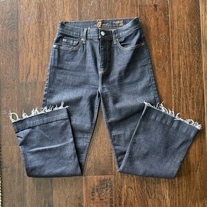 7 For All Mankind Cropped Flare Frayed Jeans